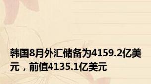 韩国8月外汇储备为4159.2亿美元，前值4135.1亿美元