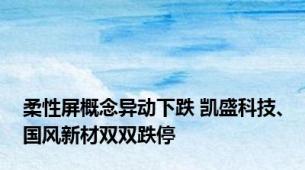 柔性屏概念异动下跌 凯盛科技、国风新材双双跌停