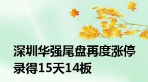 深圳华强尾盘再度涨停 录得15天14板