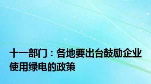 十一部门：各地要出台鼓励企业使用绿电的政策