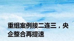 重组案例接二连三，央企整合再提速