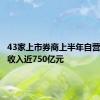 43家上市券商上半年自营业务净收入近750亿元