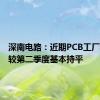 深南电路：近期PCB工厂稼动率较第二季度基本持平