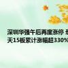 深圳华强午后再度涨停 录得16天15板累计涨幅超330%