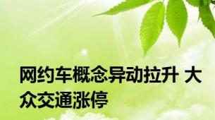 网约车概念异动拉升 大众交通涨停