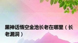 黑神话悟空金池长老在哪里（长老漏洞）