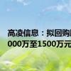 高凌信息：拟回购股份1000万至1500万元