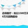 迈得医疗：拟以1500万元至3000万元回购股份