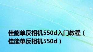 佳能单反相机550d入门教程（佳能单反相机550d）