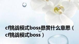 cf挑战模式boss悬赏什么意思（cf挑战模式boss）