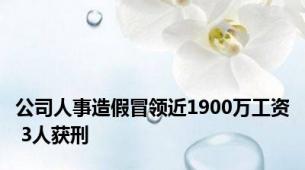 公司人事造假冒领近1900万工资 3人获刑