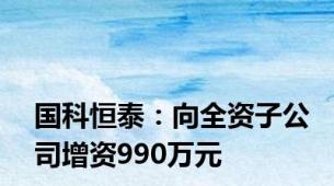 国科恒泰：向全资子公司增资990万元