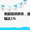 美股延续跌势，道指跌幅达1%