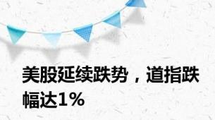 美股延续跌势，道指跌幅达1%