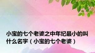 小宝的七个老婆之中年纪最小的叫什么名字（小宝的七个老婆）