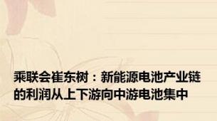 乘联会崔东树：新能源电池产业链的利润从上下游向中游电池集中