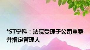 *ST宁科：法院受理子公司重整并指定管理人