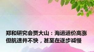 郑和研究会贾大山：海运运价高涨但航速并不快，甚至在逐步减慢