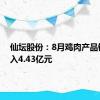 仙坛股份：8月鸡肉产品销售收入4.43亿元