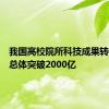 我国高校院所科技成果转化金额总体突破2000亿