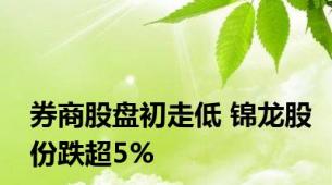 券商股盘初走低 锦龙股份跌超5%