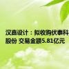 汉嘉设计：拟收购伏泰科技51%股份 交易金额5.81亿元