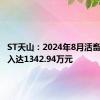 ST天山：2024年8月活畜销售收入达1342.94万元