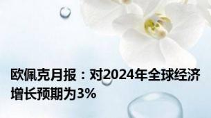 欧佩克月报：对2024年全球经济增长预期为3%