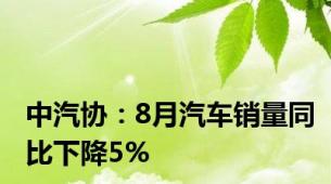 中汽协：8月汽车销量同比下降5%