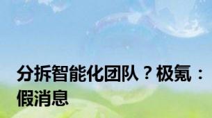 分拆智能化团队？极氪：假消息