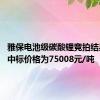 雅保电池级碳酸锂竞拍结果出炉 中标价格为75008元/吨