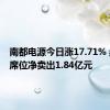 南都电源今日涨17.71% 桑田路席位净卖出1.84亿元