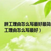 辞工理由怎么写最好最简单（辞工理由怎么写最好）