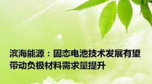 滨海能源：固态电池技术发展有望带动负极材料需求量提升