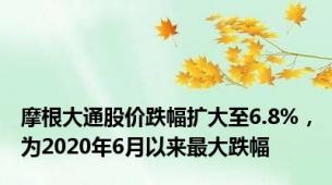 摩根大通股价跌幅扩大至6.8%，为2020年6月以来最大跌幅