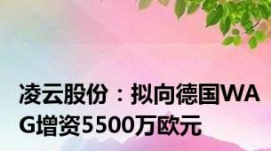 凌云股份：拟向德国WAG增资5500万欧元