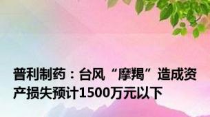 普利制药：台风“摩羯”造成资产损失预计1500万元以下