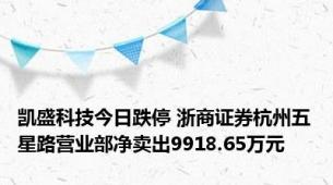 凯盛科技今日跌停 浙商证券杭州五星路营业部净卖出9918.65万元