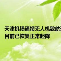 天津机场通报无人机致航班延误 目前已恢复正常起降