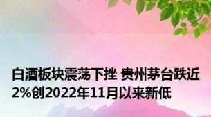 白酒板块震荡下挫 贵州茅台跌近2%创2022年11月以来新低