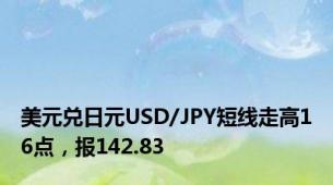 美元兑日元USD/JPY短线走高16点，报142.83