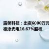 露笑科技：出资6000万元持有万德溙光电16.67%股权