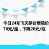 今日24年飞天茅台原箱价格报2370元/瓶，下降20元/瓶