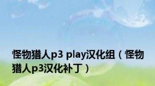 怪物猎人p3 play汉化组（怪物猎人p3汉化补丁）