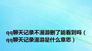 qq聊天记录不漫游删了能看到吗（qq聊天记录漫游是什么意思）