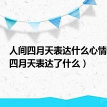 人间四月天表达什么心情（人间四月天表达了什么）