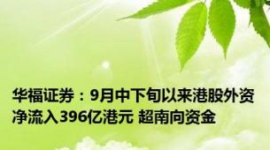 华福证券：9月中下旬以来港股外资净流入396亿港元 超南向资金