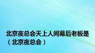 北京夜总会天上人间幕后老板是（北京夜总会）