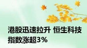 港股迅速拉升 恒生科技指数涨超3%