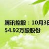 腾讯控股：10月3日回购54.92万股股份